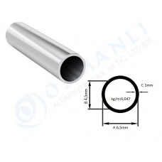 Alüminyum Boru Dış Çap 6,5mm X Et Kalınlık 1mm